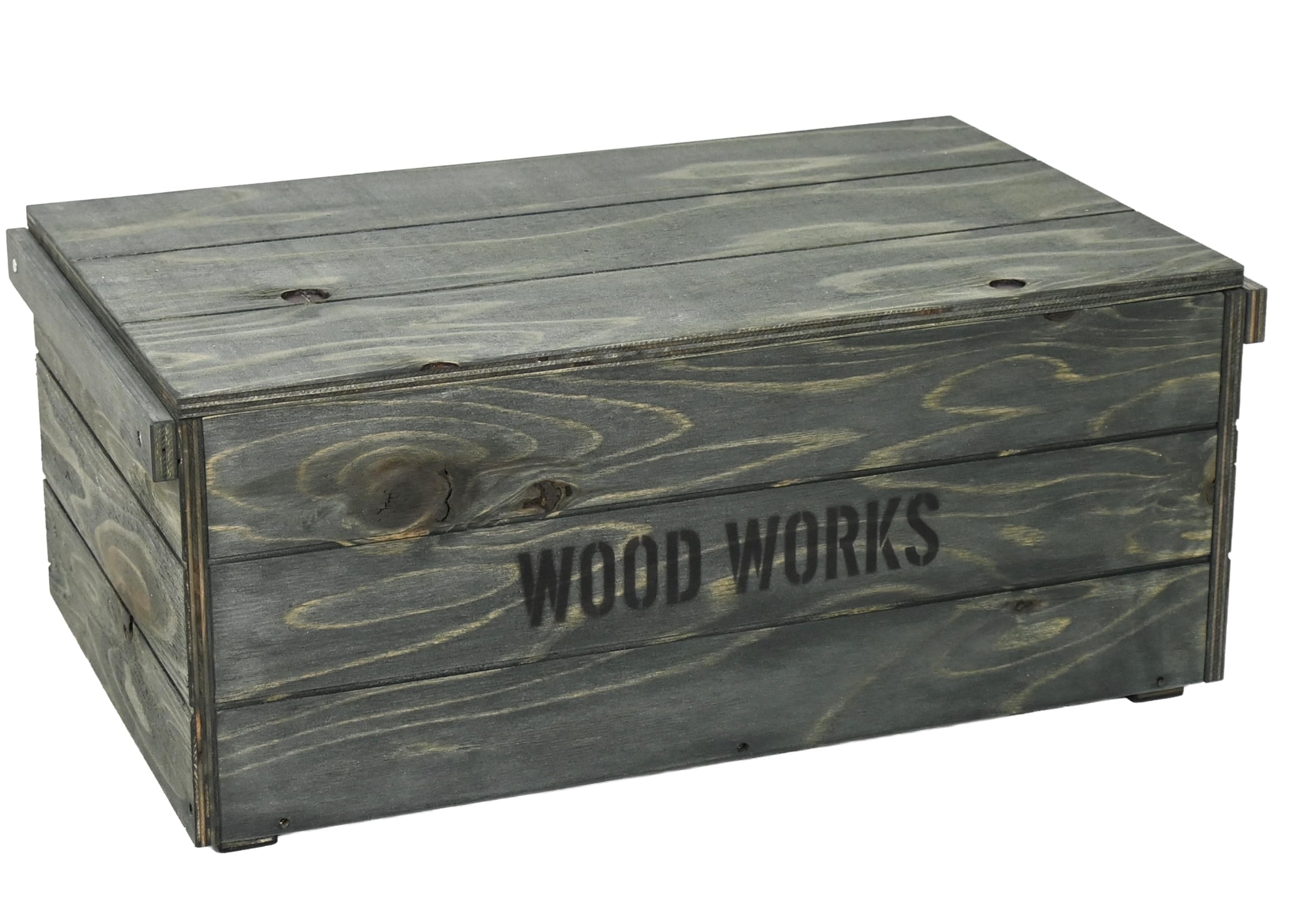 Amazon｜WOODWORKS ヴィンテージ風 木箱 (ミリタリーグリーン蓋つき